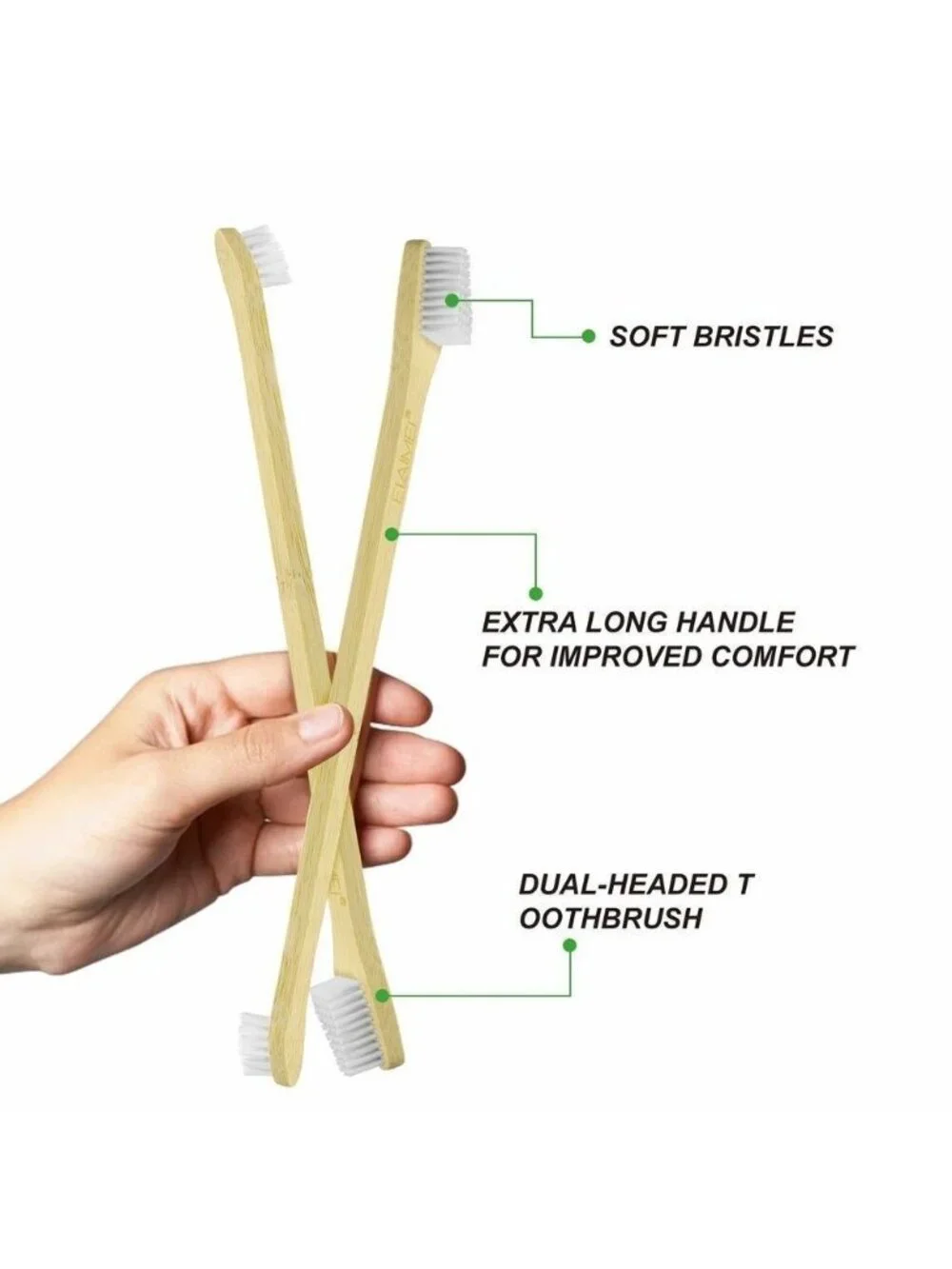 P66 - ELAIMEI Bamboo Pet Toothbrush Set Pack of 3 Premium Eco-friendly Toothbrus